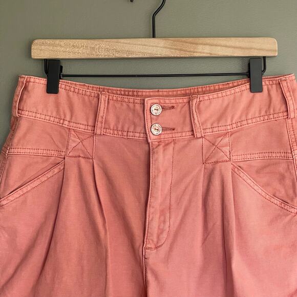 Anthropologie Pilcro Relaxed Pleat Shorts Size 29 Pink High Waist Pleated Cuffed - Picture 5 of 16